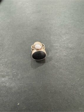Women’s Double Stone Stack Ring - Black and White